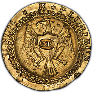 1787 $15 Brasher, Breast Punch Obverse