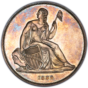 Obverse of 1836 Gobrecht Silver Dollar