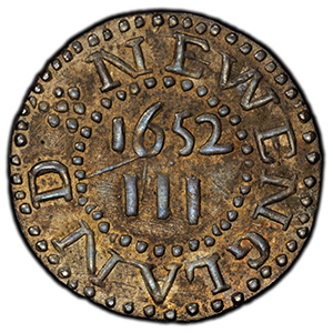 "1652" AR 3P Pine Tree Wyatt Copy Obverse Reverse