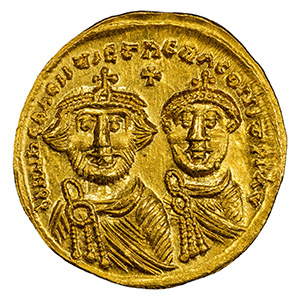 AD 626-29 AV Solidus Heraclius & Heraclius Constantine Constantinople, SB-746 obverse
